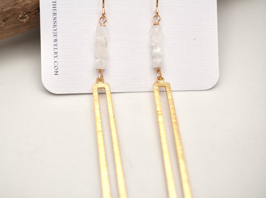 Moonstone Dangle Earrings 4 Bars