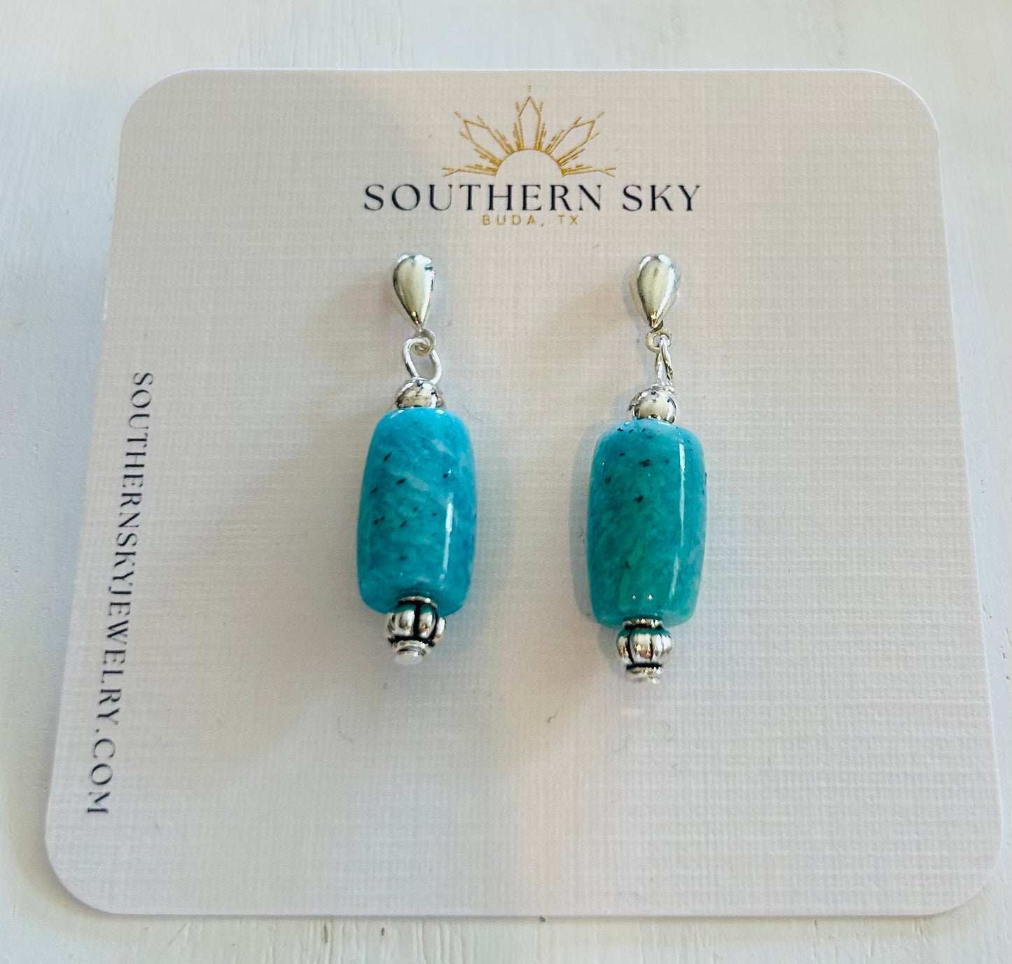 Earrings Silver Amazonite Silver Bead