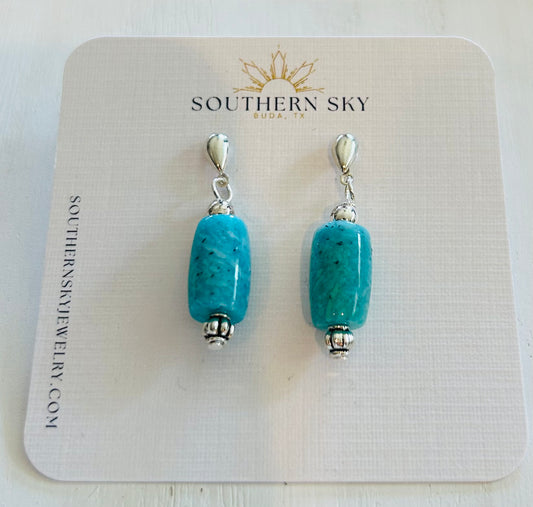 Earrings Silver Amazonite Silver Bead