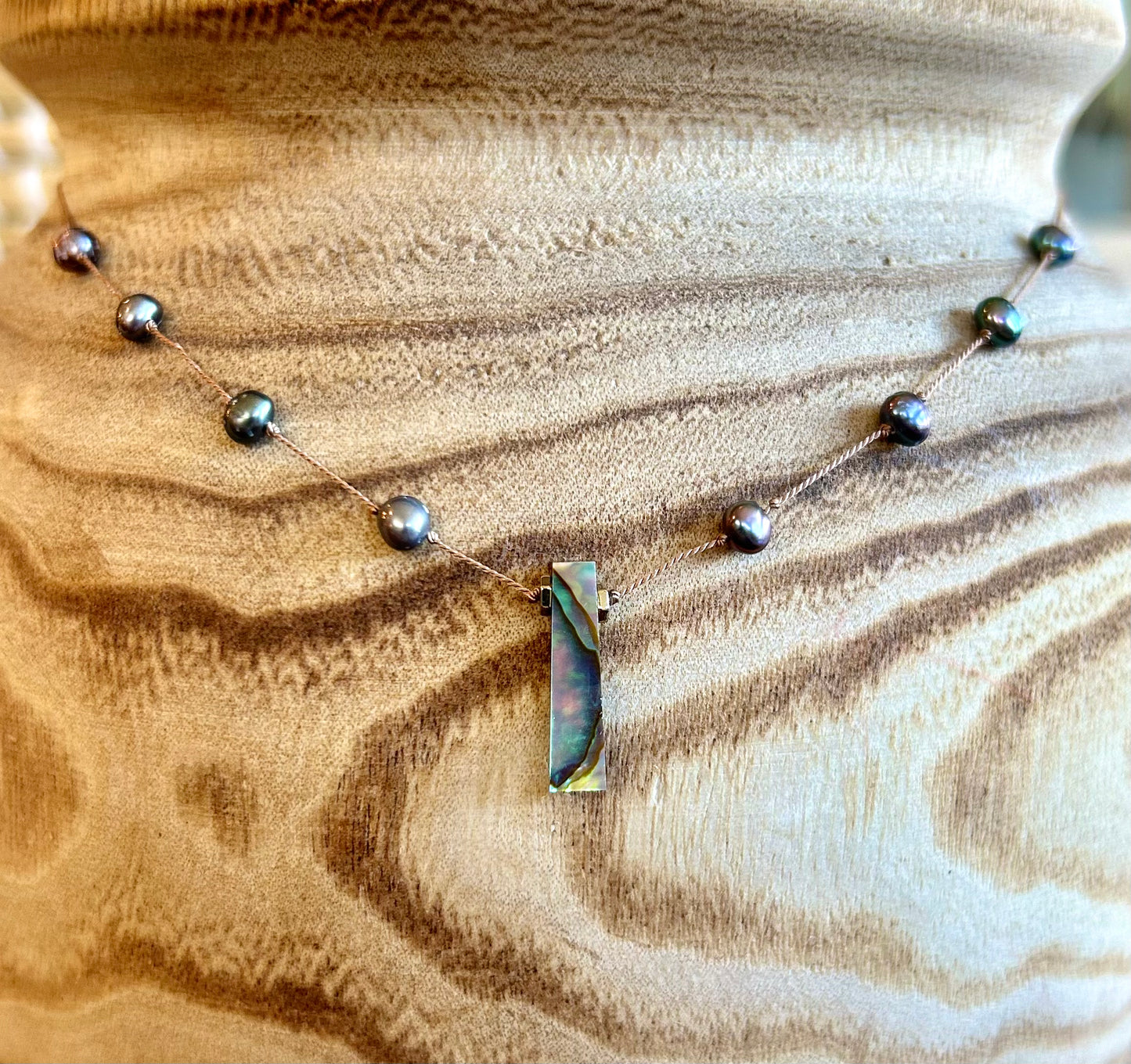 Necklace Silk Pearls and Abalone