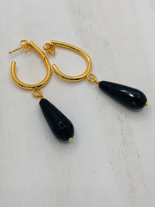 Earrings- gold plated hoop drops