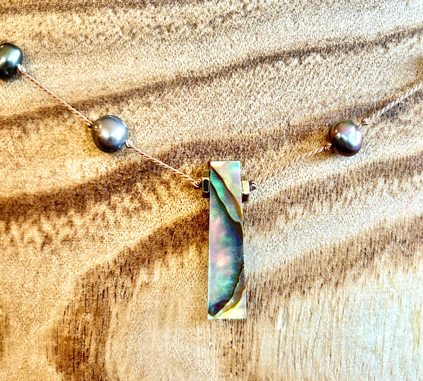 Necklace Silk Pearls and Abalone