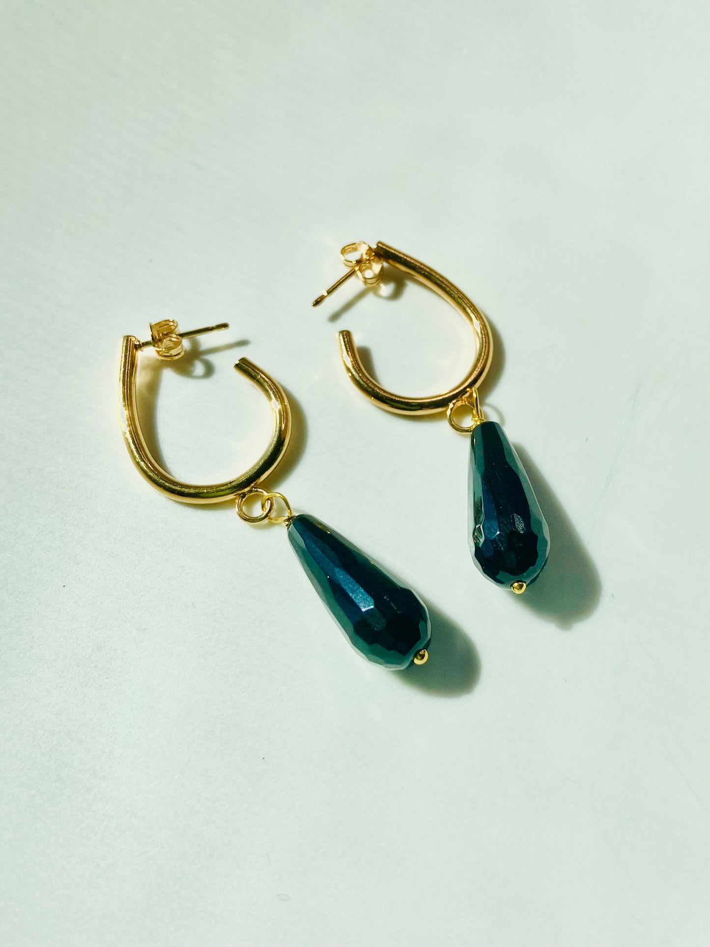 Earrings- gold plated hoop drops