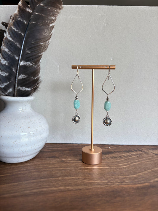 Sunset Ride- Earrings SS Amazonite Concho Drop