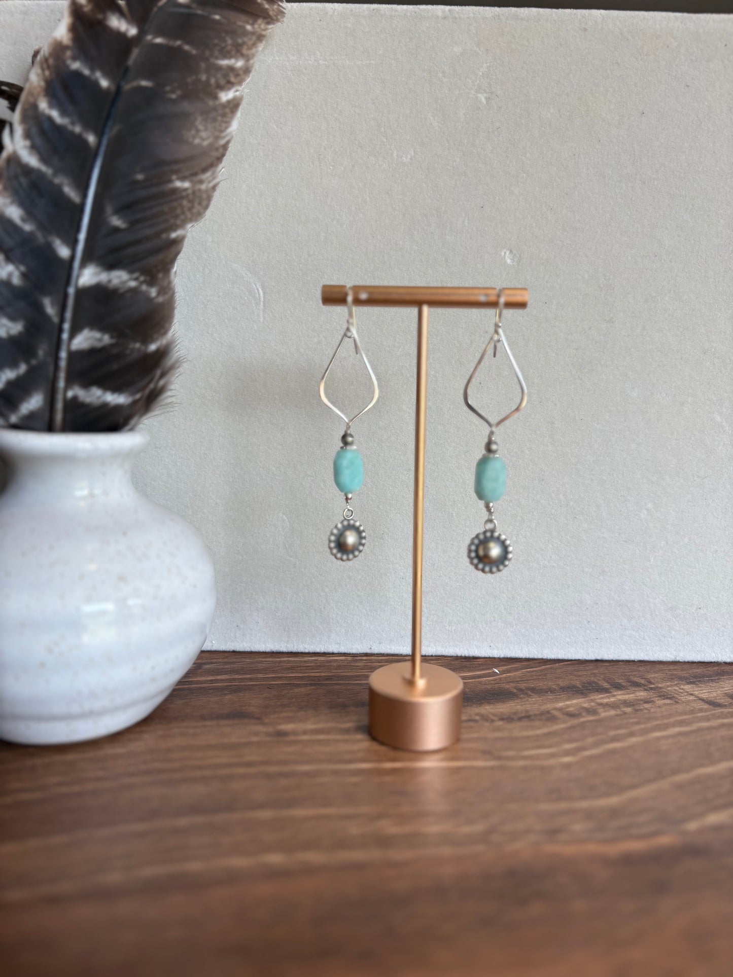 Sunset Ride- Earrings SS Amazonite Concho Drop