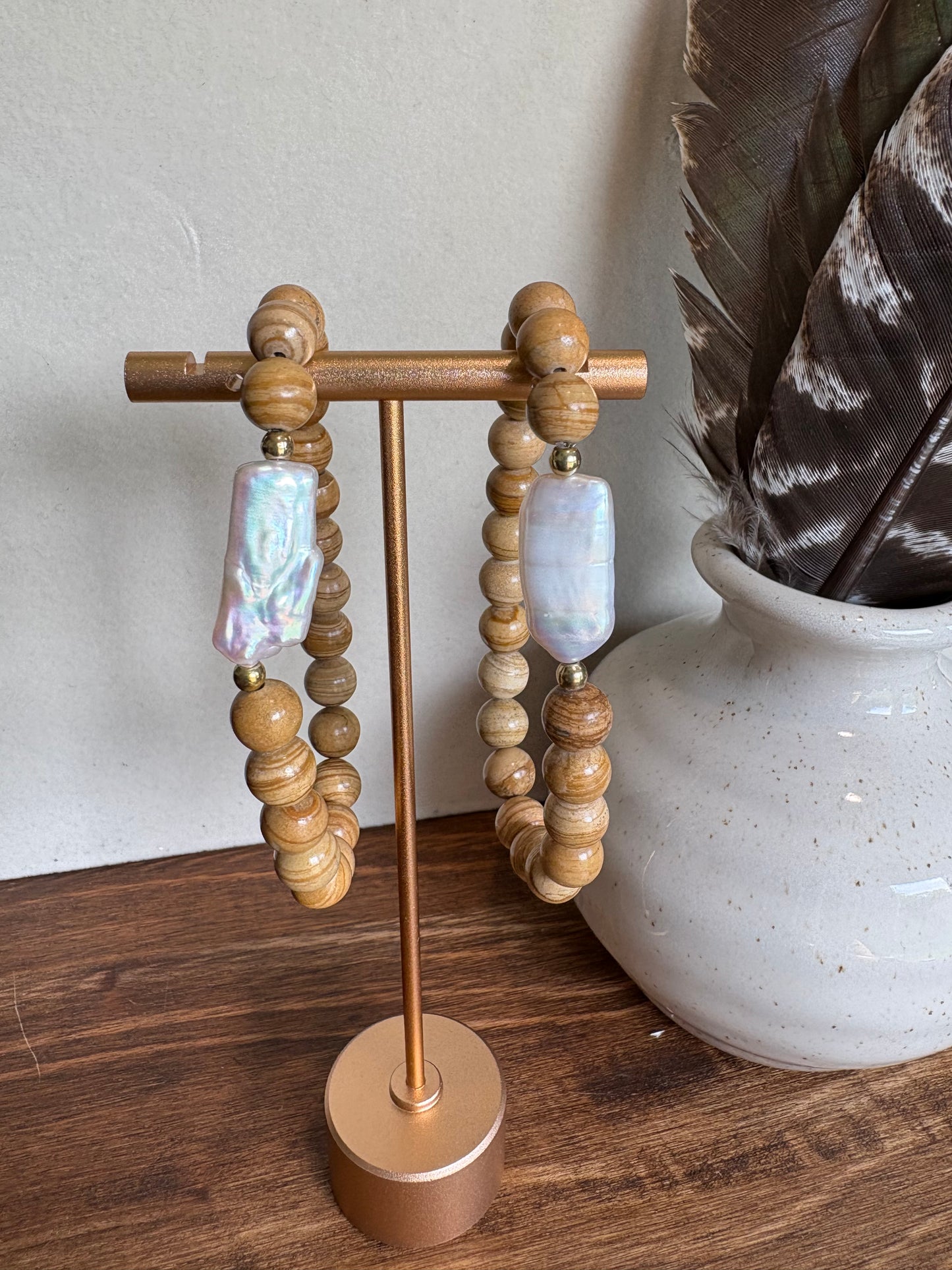 Sunset Ride- Bracelet Jasper & Baroque Pearl
