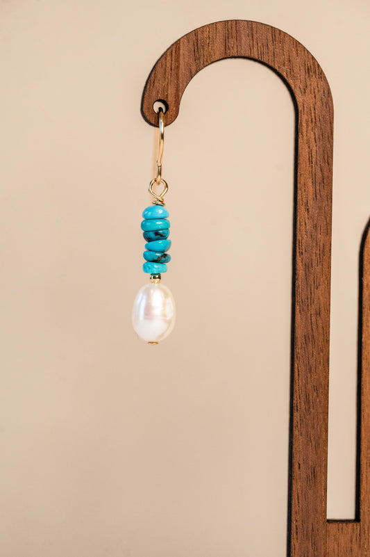 Earrings Kingman Turquoise Freshwater Peal