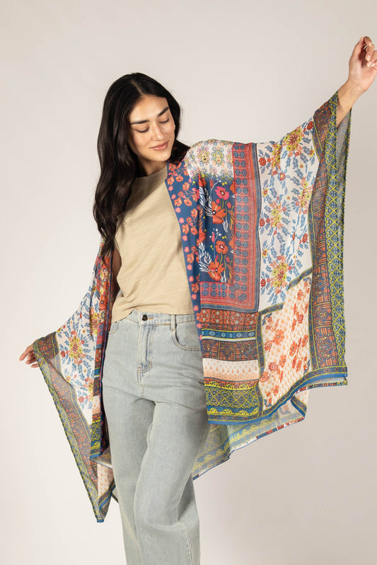 Hibiscus Floral Patchwork Kimono