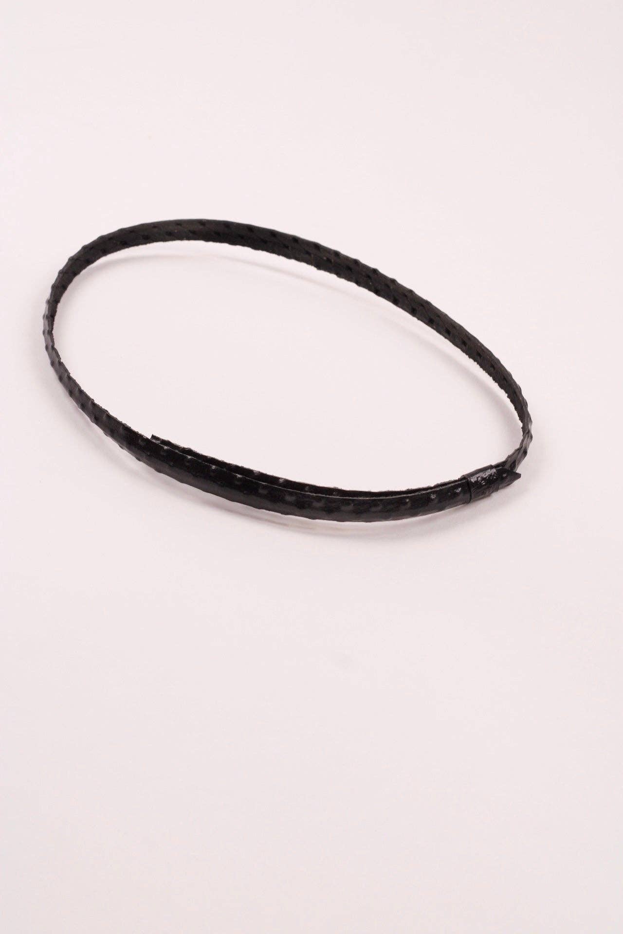 Leather Ostrich Hat Band- Black