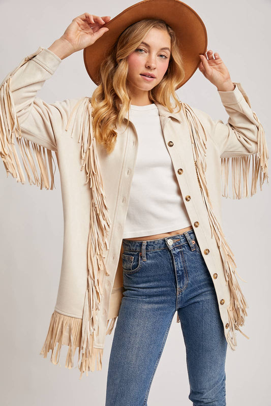 Vegan  Suede Fringed Jacket