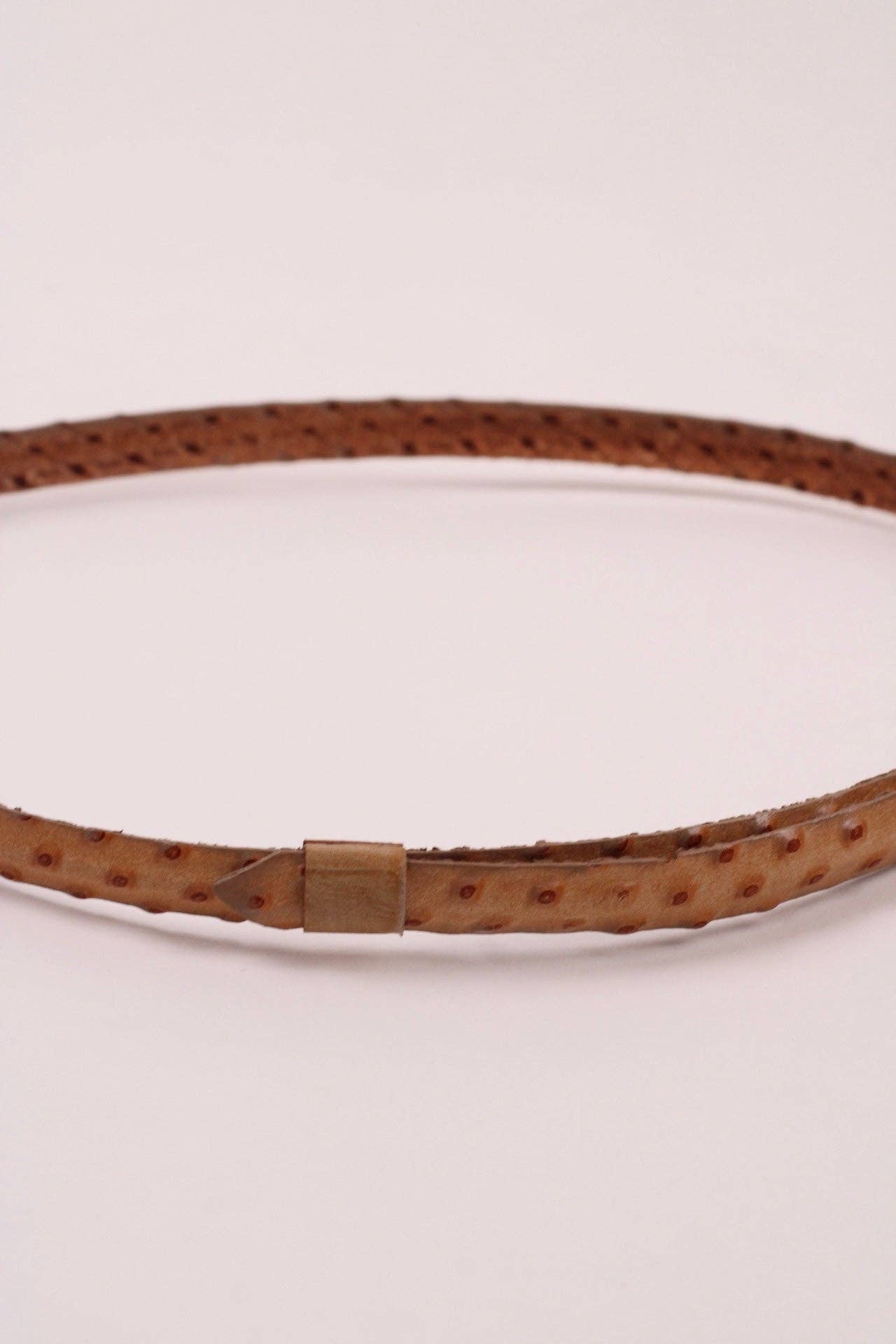 Leather Ostrich Hat Band -  Nude