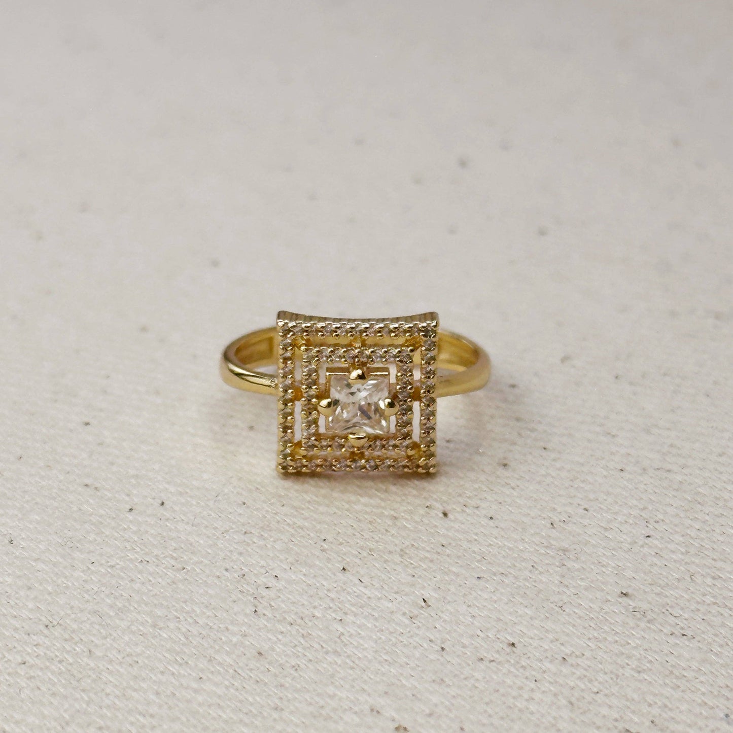 18k Gold Filled CZ Princess Cut Squared  Top Ring
