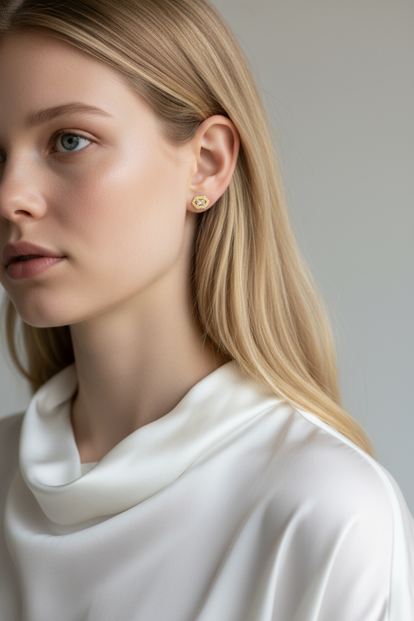 18k Gold Filled  Baguette Earrings