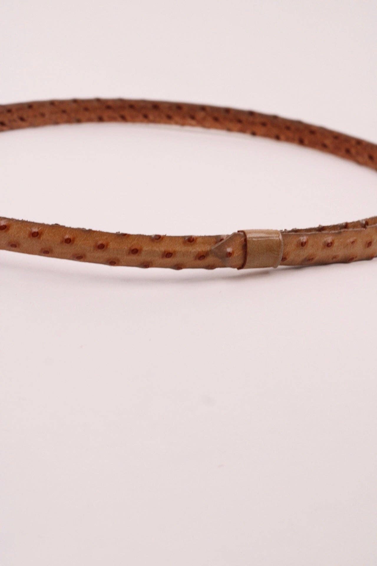 Leather Ostrich Hat Band -  Nude