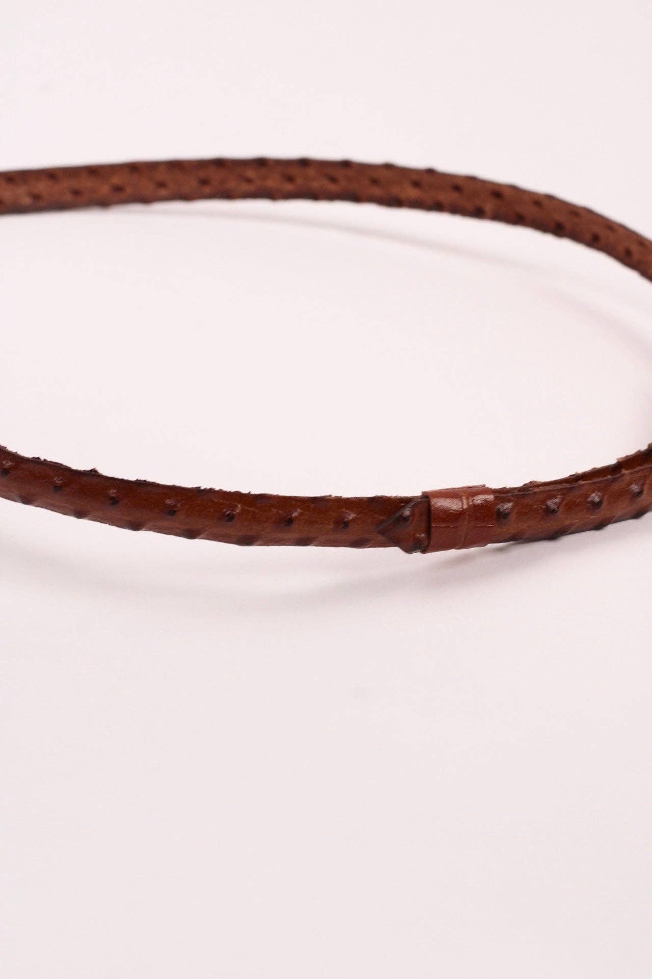 Leather Ostrich Hat Band- Caramel