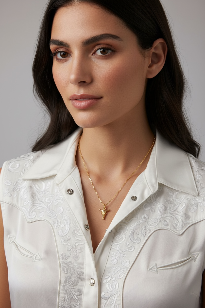 18k Gold Filled Western Skull Charm
