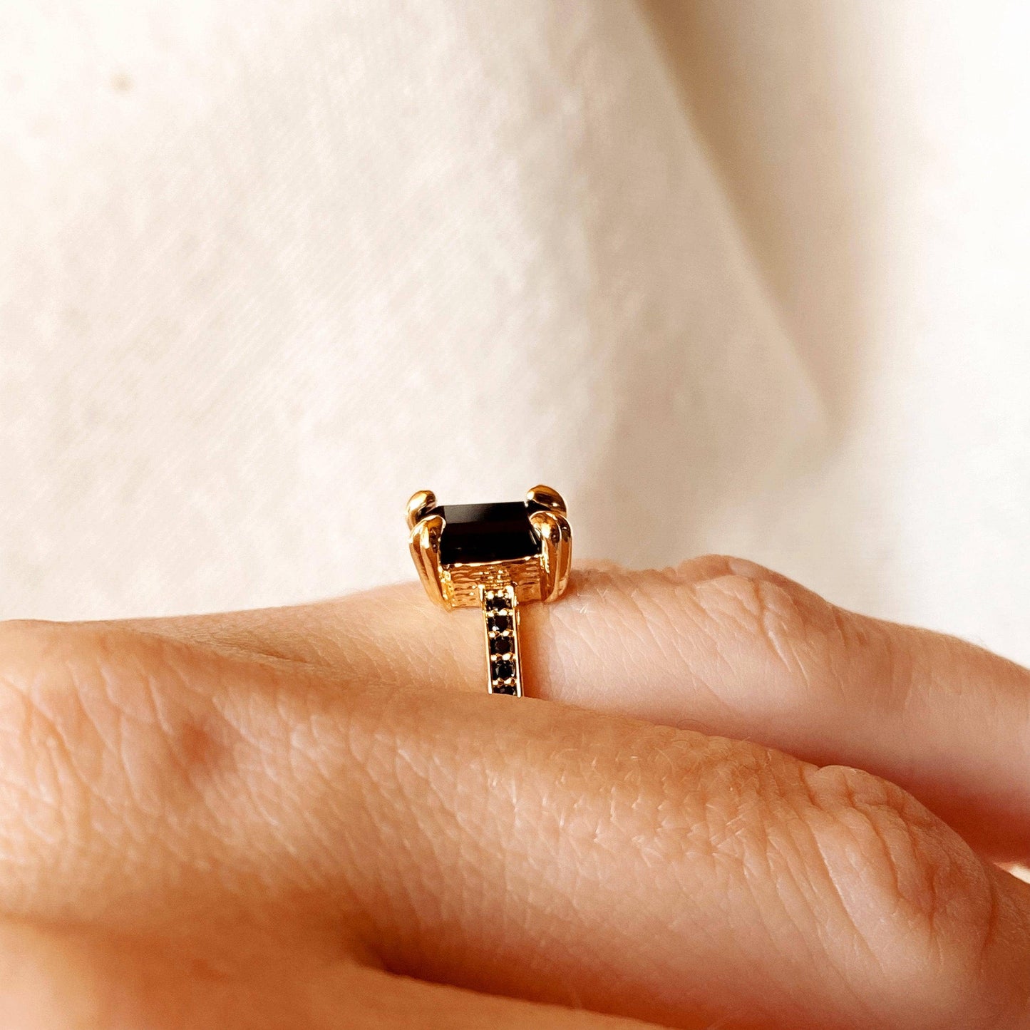 Delta Gold Black Solitaire Ring