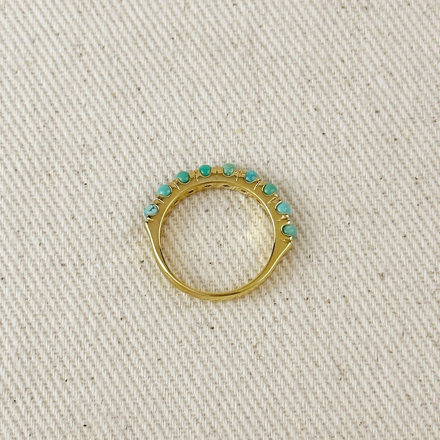 18K Gold Filled Natural Turquoise Band Ring