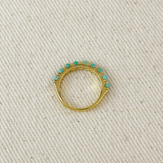 18K Gold Filled Natural Turquoise Band Ring