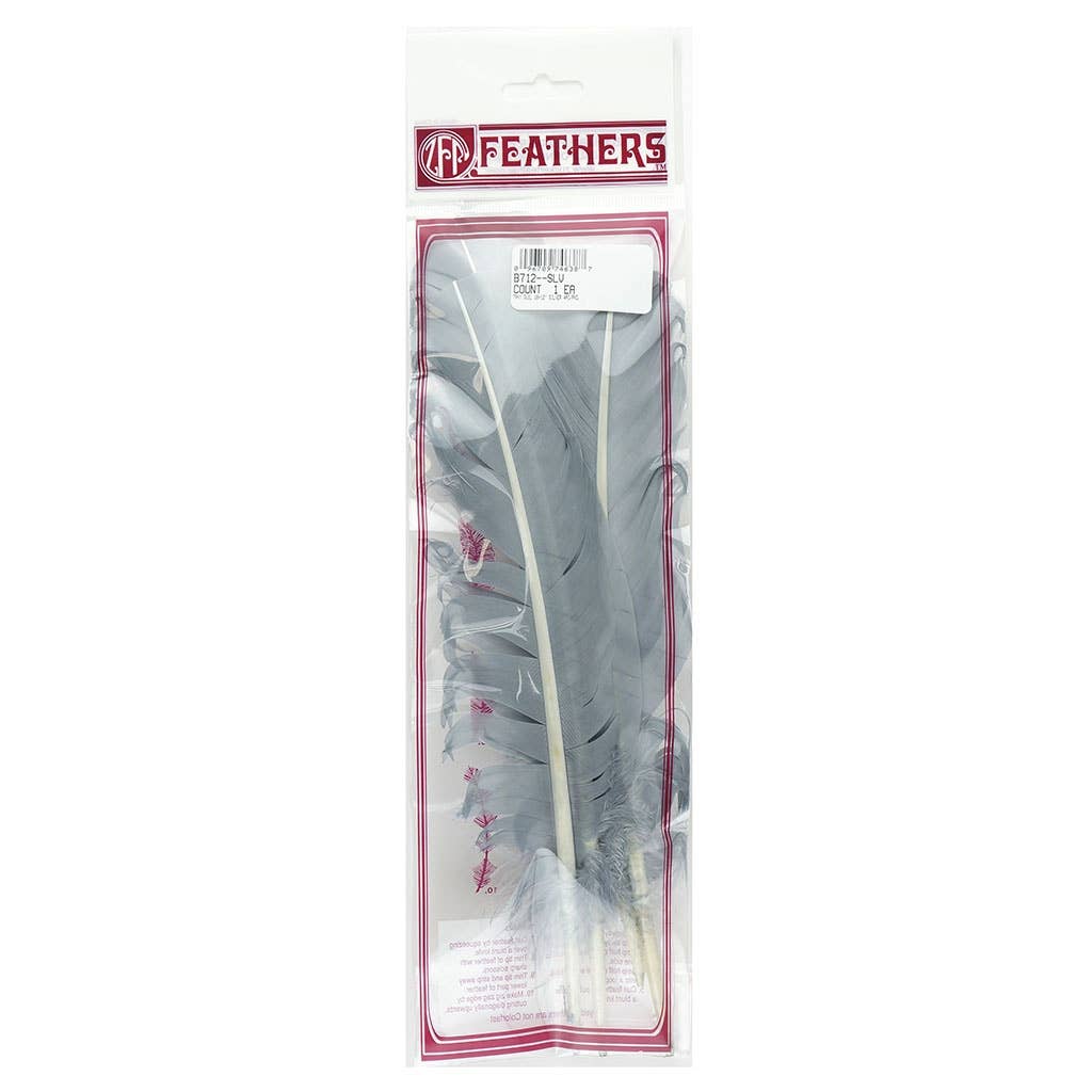 Turkey Quills Dyed Feathers - Silver