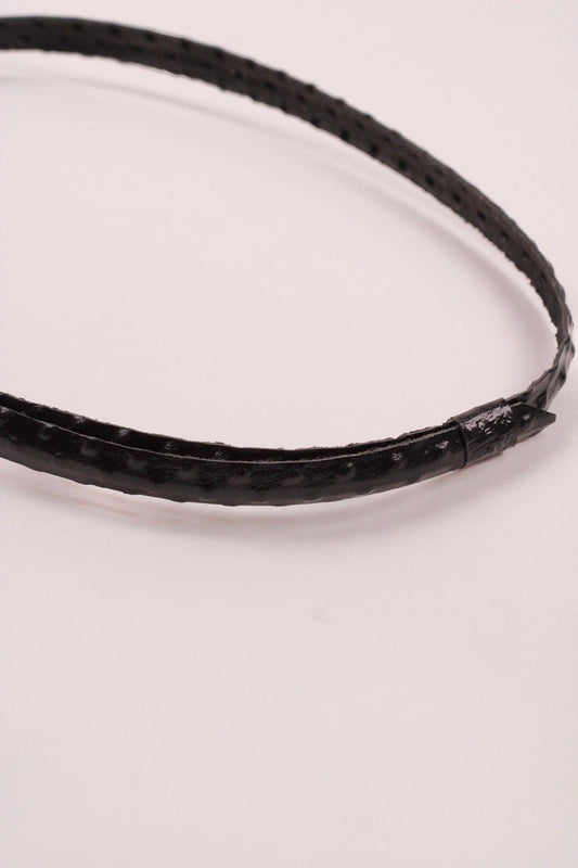 Leather Ostrich Hat Band- Black