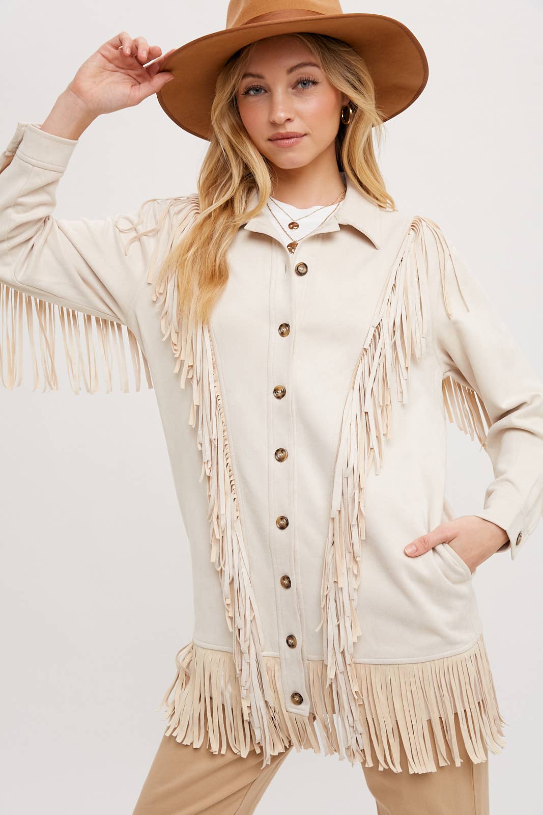 Vegan  Suede Fringed Jacket