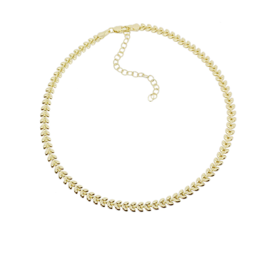 18k Gold Filled Leaf Choker Necklace