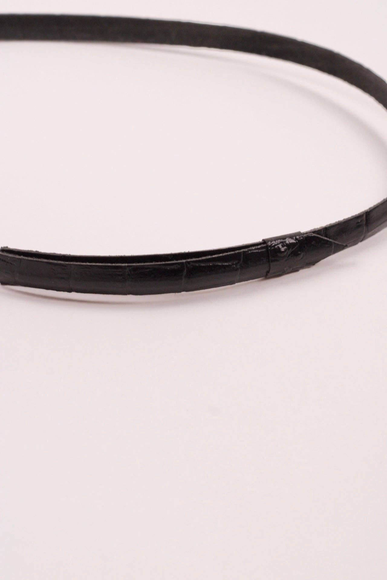 Leather Crocodile Hat Band / Black