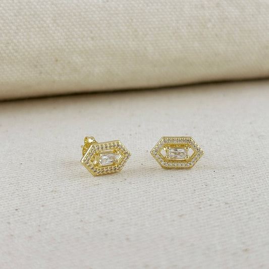 18k Gold Filled  Baguette Earrings