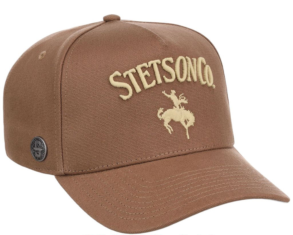 Brown Stetson cap with logo on a white background